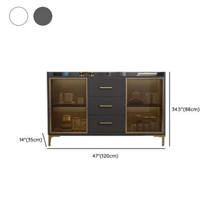 Composite Gray Wood Clear Door Buffet Table