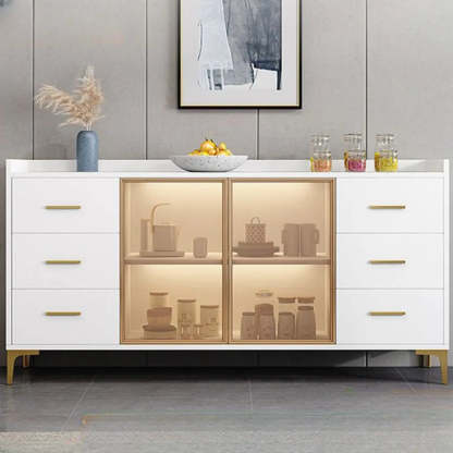 Composite Gray Wood Clear Door Buffet Table — Grey
