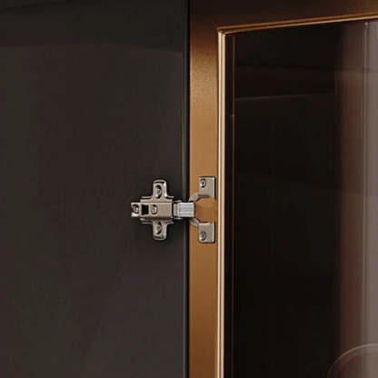 Composite Gray Wood Clear Door Buffet Table — Grey