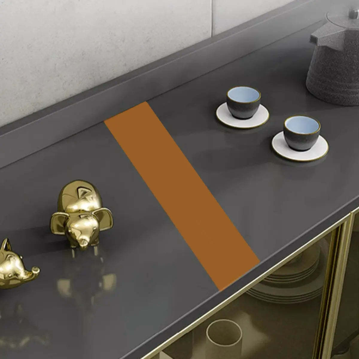 Composite Gray Wood Clear Door Buffet Table