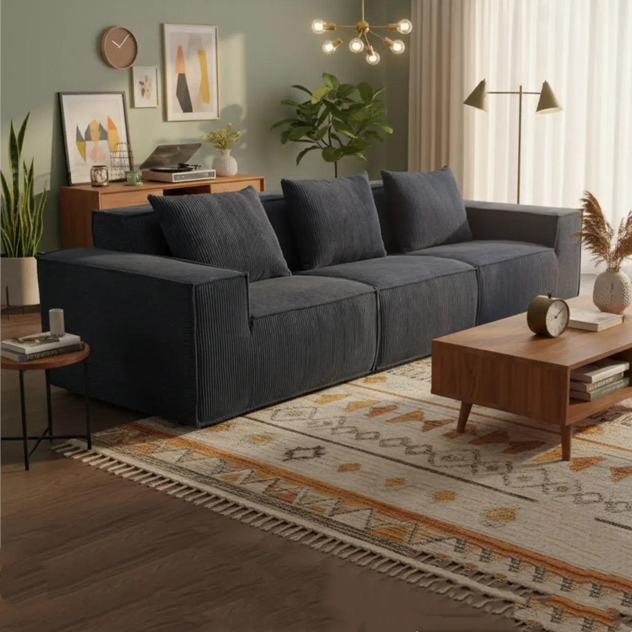 Boneless Compressed Corduroy Modular Sofa