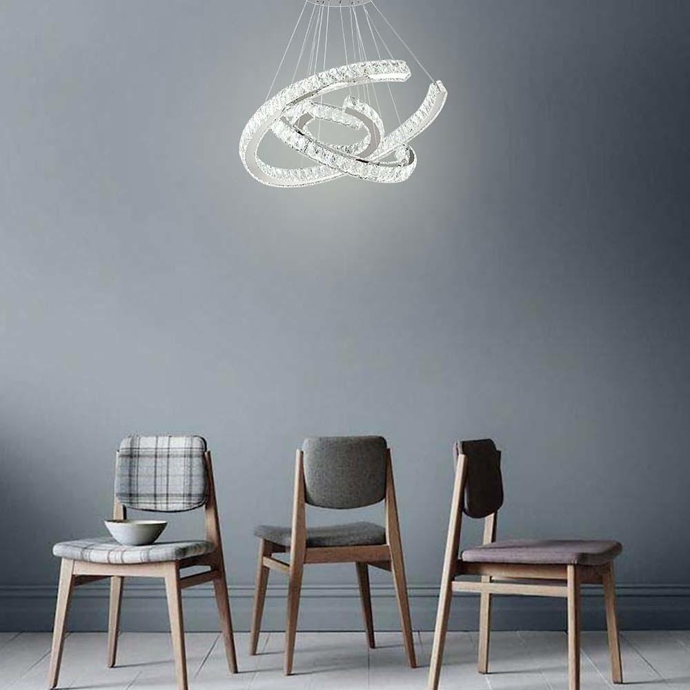 Wave Flush Mount Lighting for Dining Room LED Crystal Stainless Steel Ceiling Lights-Lighom