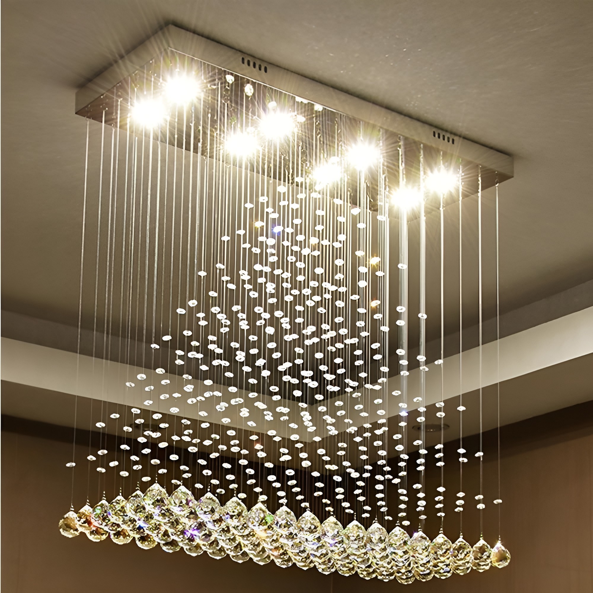 Contemporary 5-Layer Crystal Chandelier