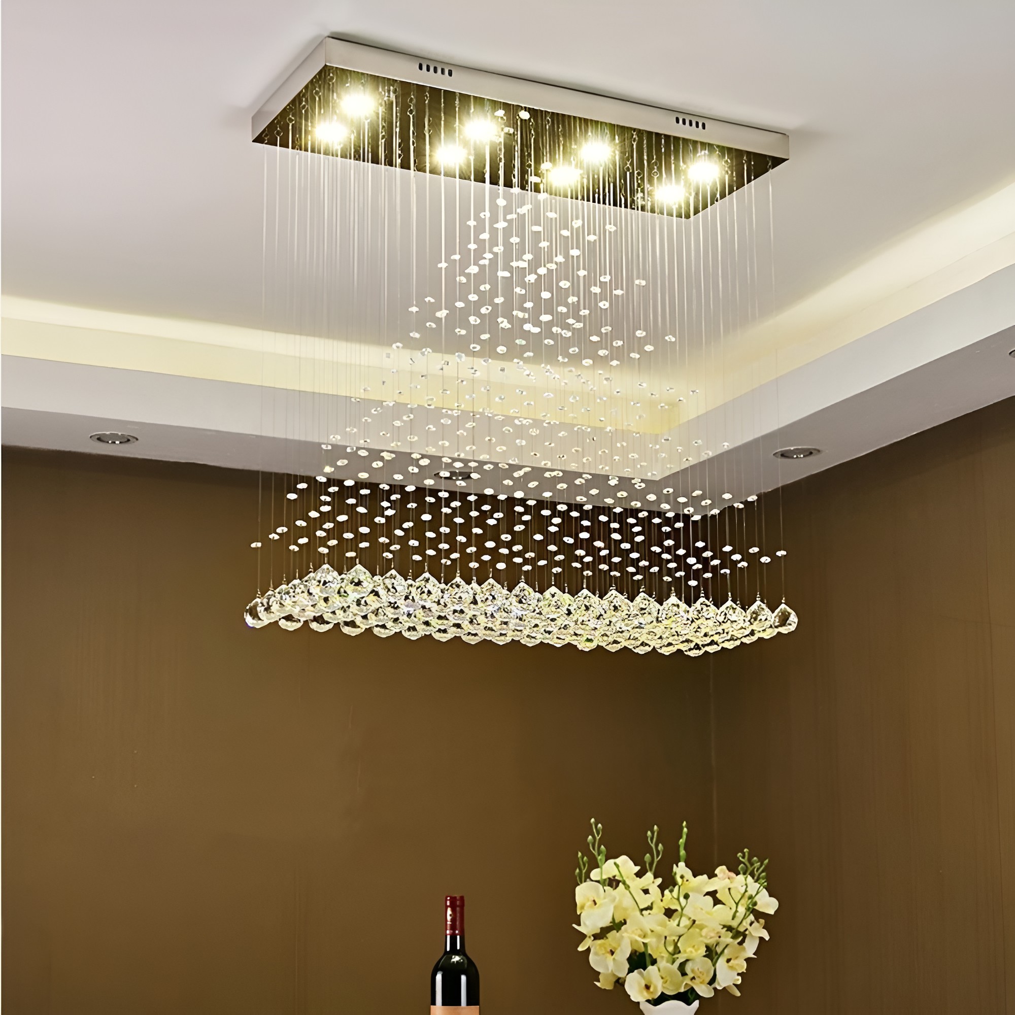 Contemporary 5-Layer Crystal Chandelier