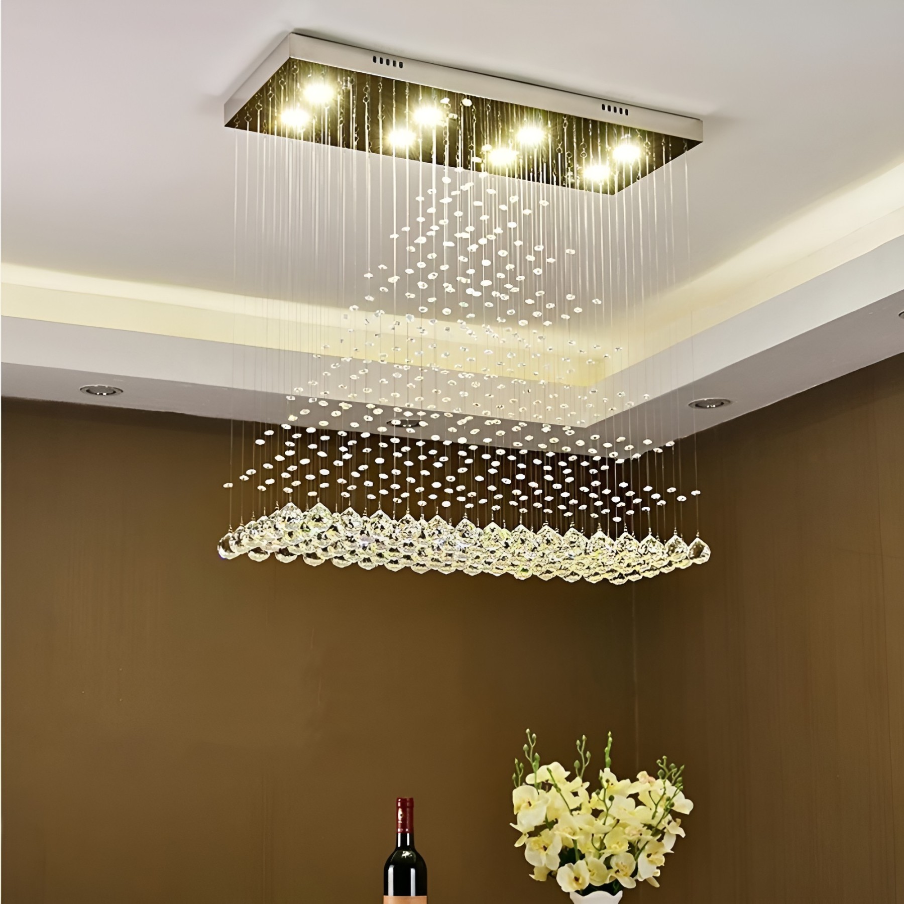 Contemporary 5-Layer Crystal Chandelier