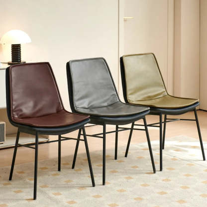 Contemporary Armless PU Leather Dining Chair — Yellow