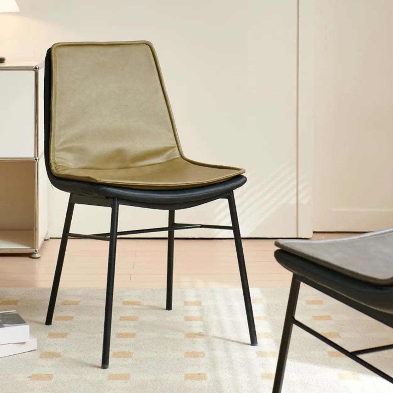Contemporary Armless PU Leather Dining Chair — Grey
