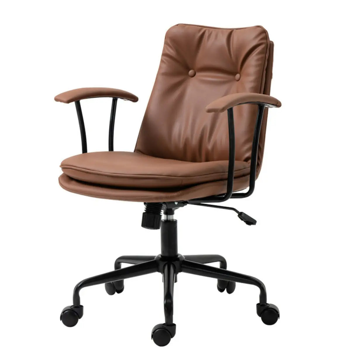 Contemporary Beige Leather Tufted Adjustable Office Chair