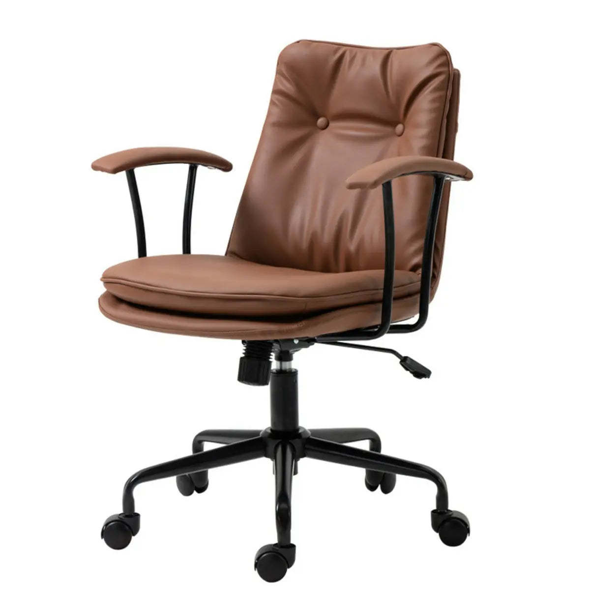 Contemporary Beige Leather Tufted Adjustable Office Chair