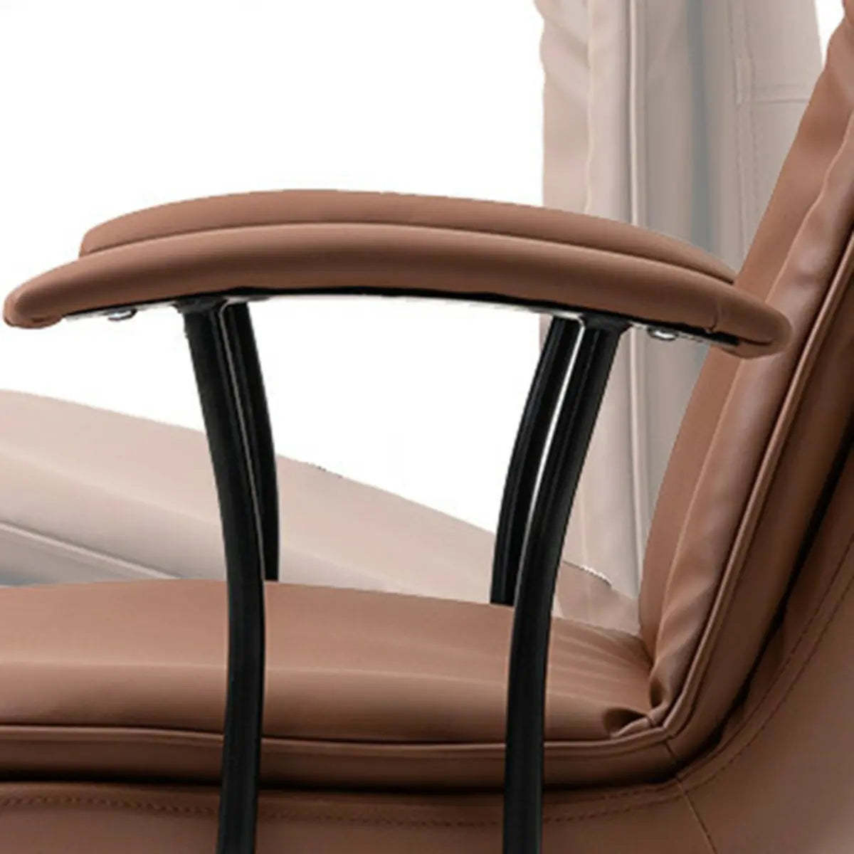 Contemporary Beige Leather Tufted Adjustable Office Chair