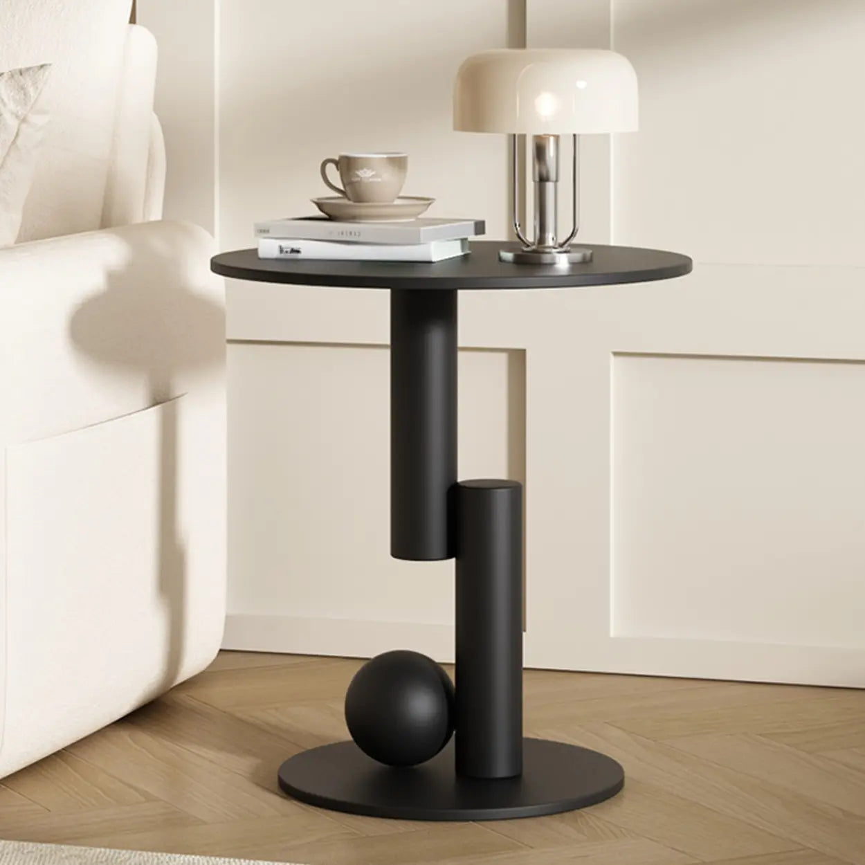 Contemporary Black Geometric Metal Side Table