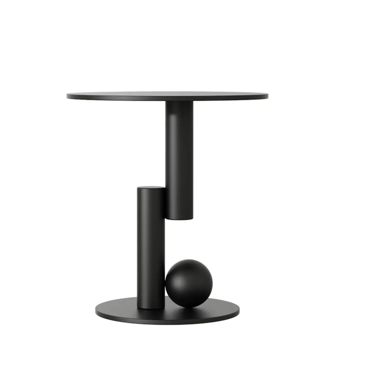 Contemporary Black Geometric Metal Side Table — White