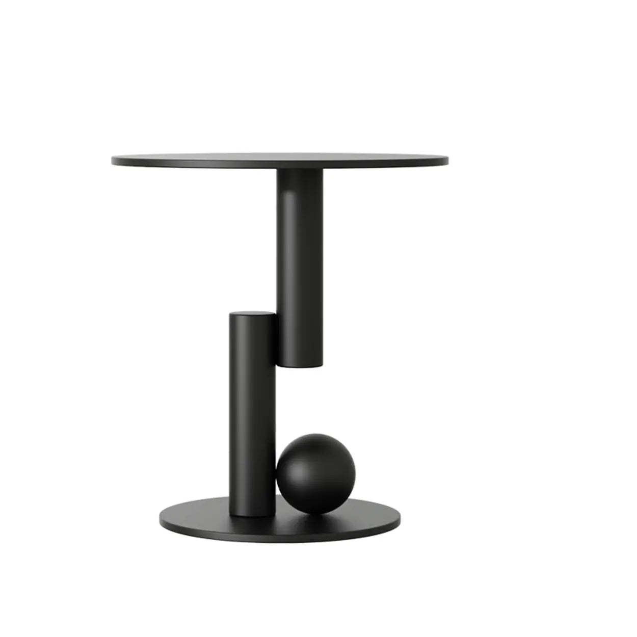 Contemporary Black Geometric Metal Side Table — White