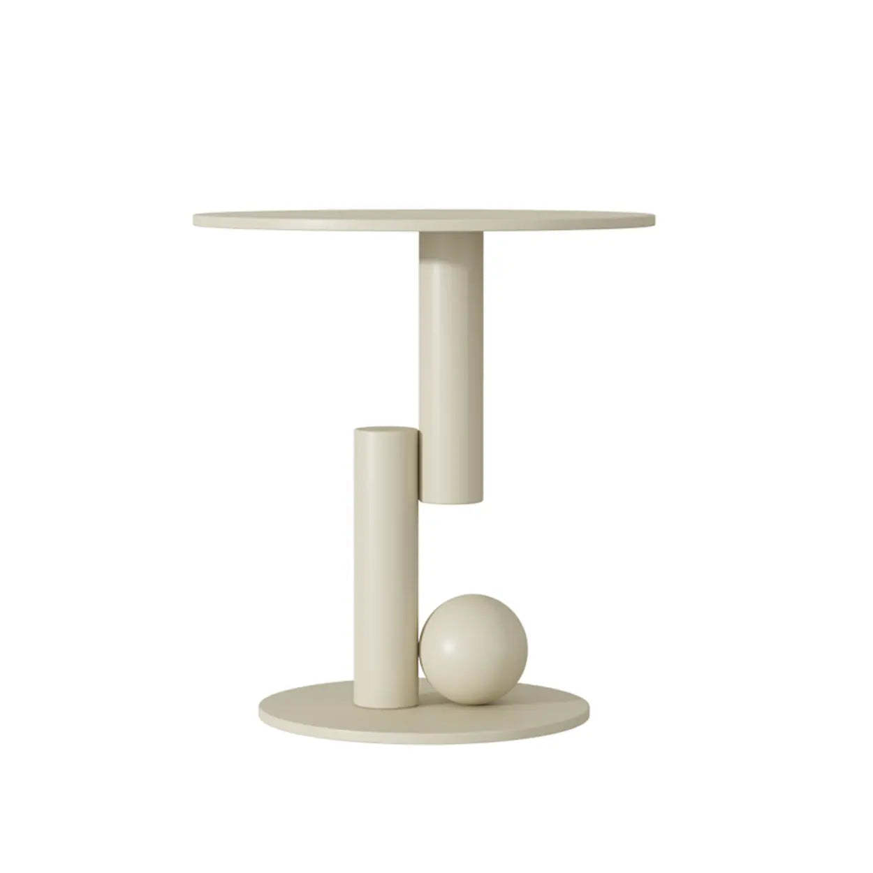 Contemporary Black Geometric Metal Side Table — Cream
