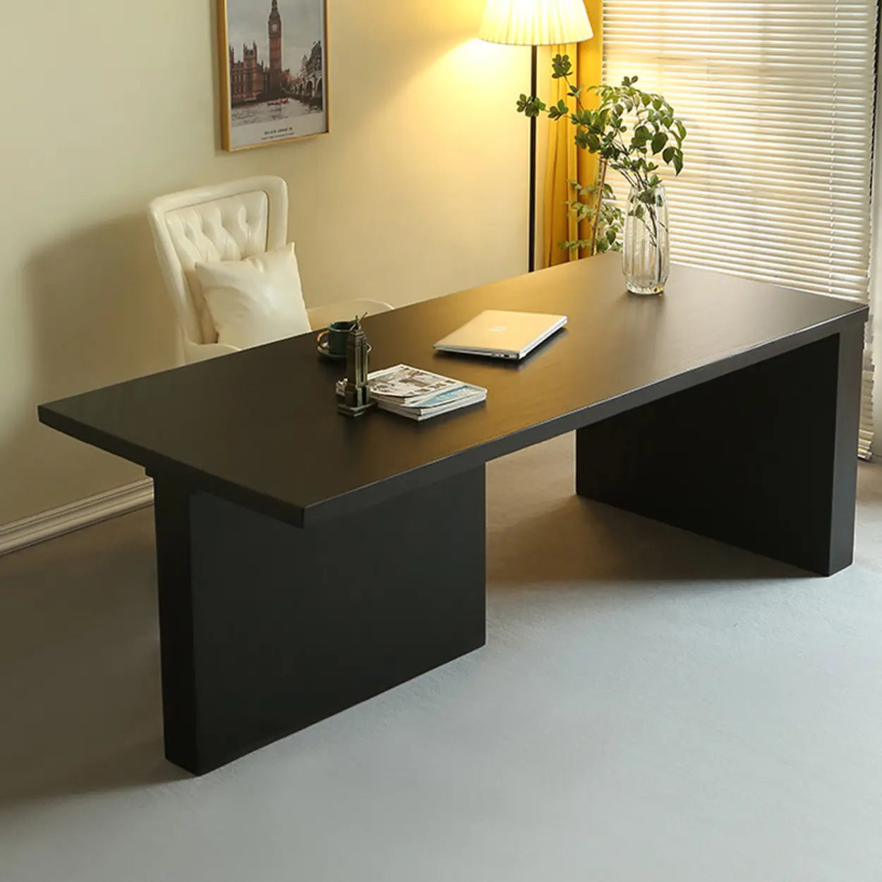 Contemporary Black Wood Writing Desk