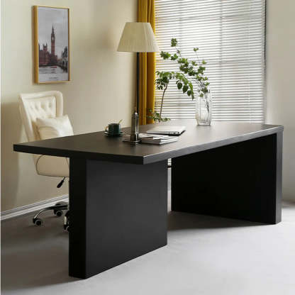 Contemporary Black Wood Writing Desk — Table Only