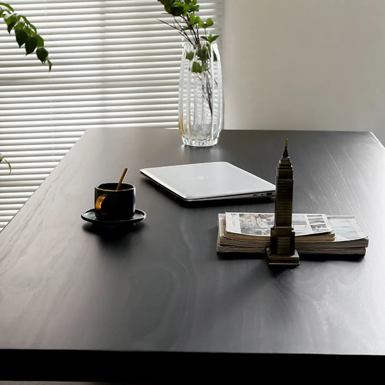Contemporary Black Wood Writing Desk — Table Only