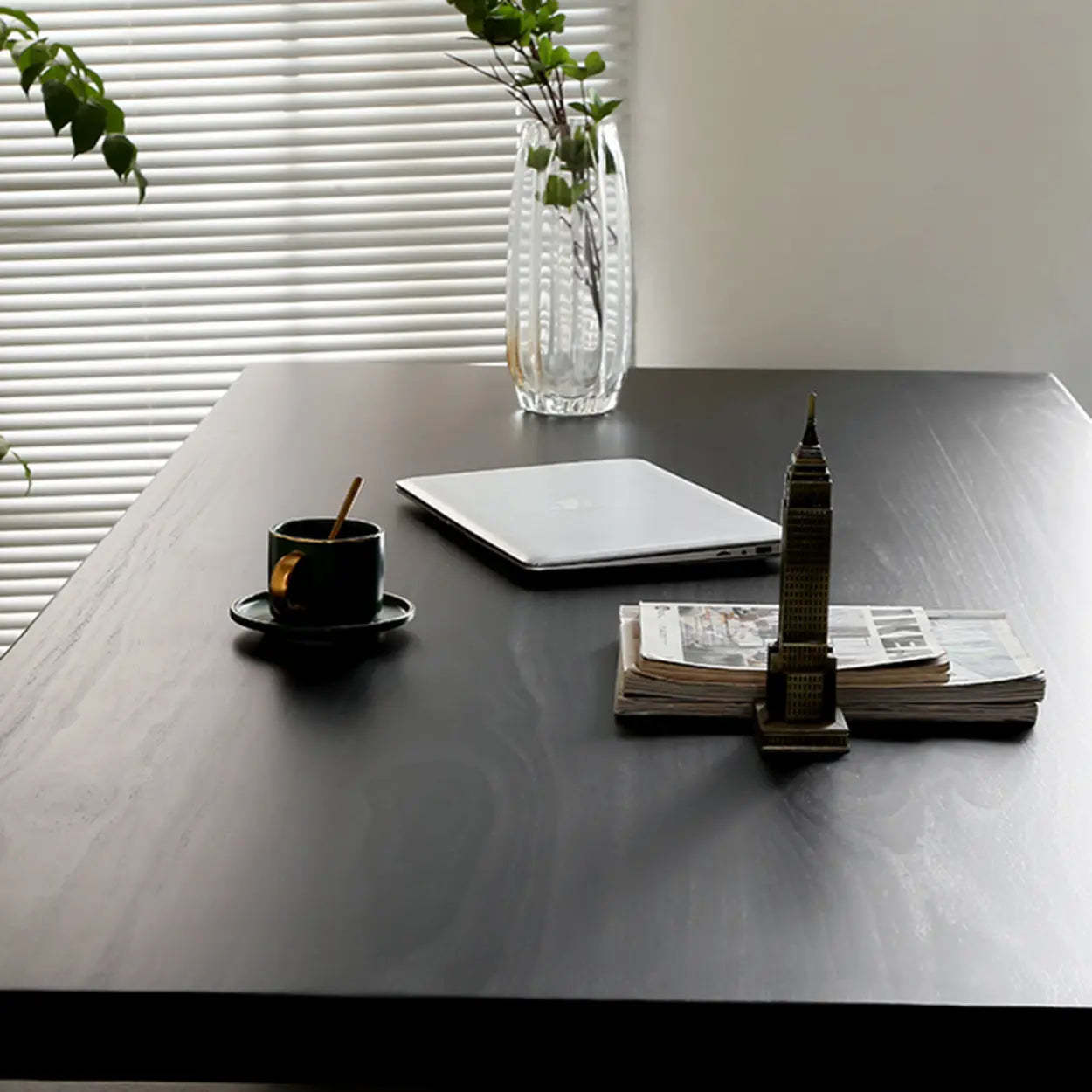 Contemporary Black Wood Writing Desk — Table Only