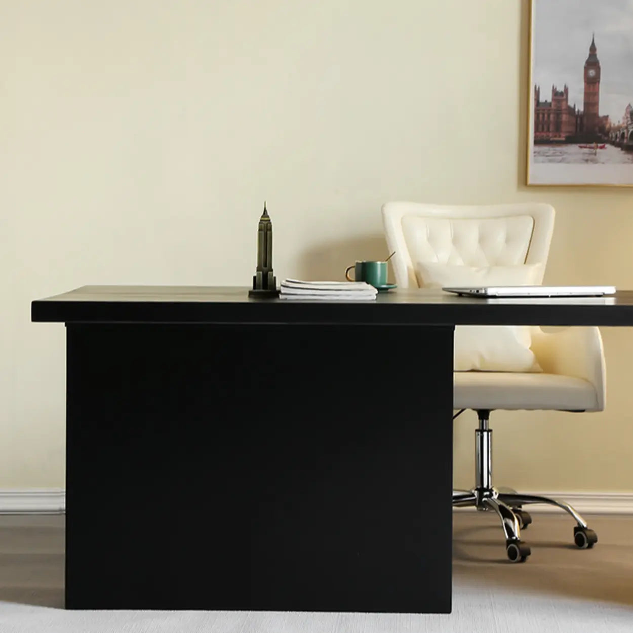 Contemporary Black Wood Writing Desk — Table Only