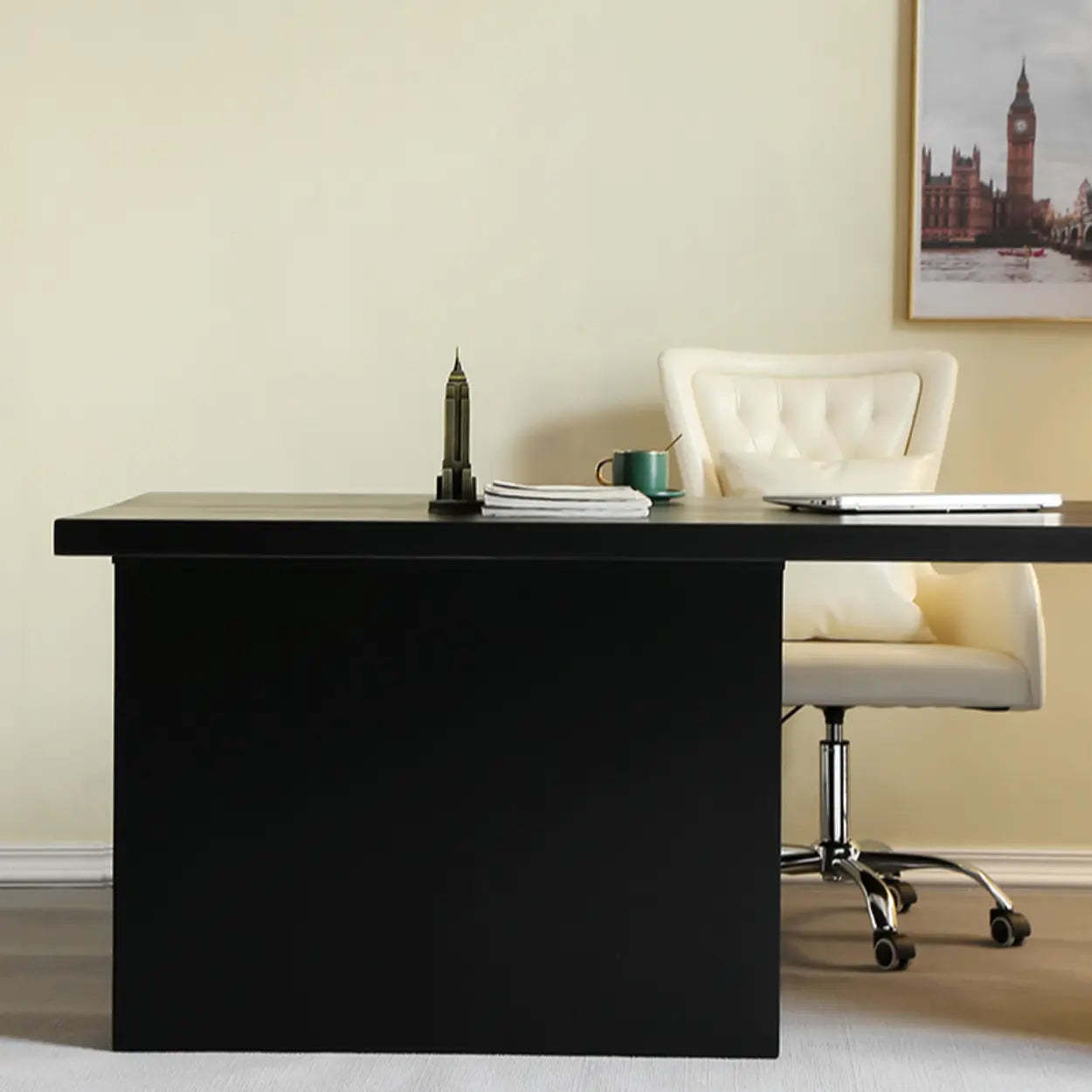 Contemporary Black Wood Writing Desk — Table Only