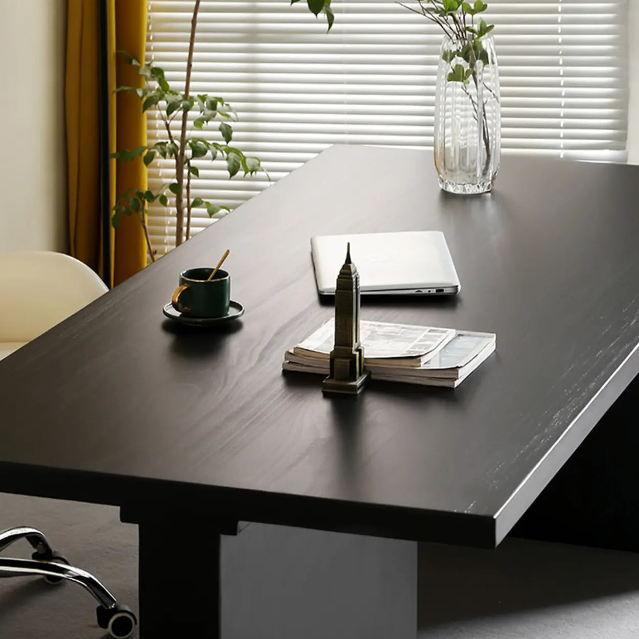 Contemporary Black Wood Writing Desk — Table Only