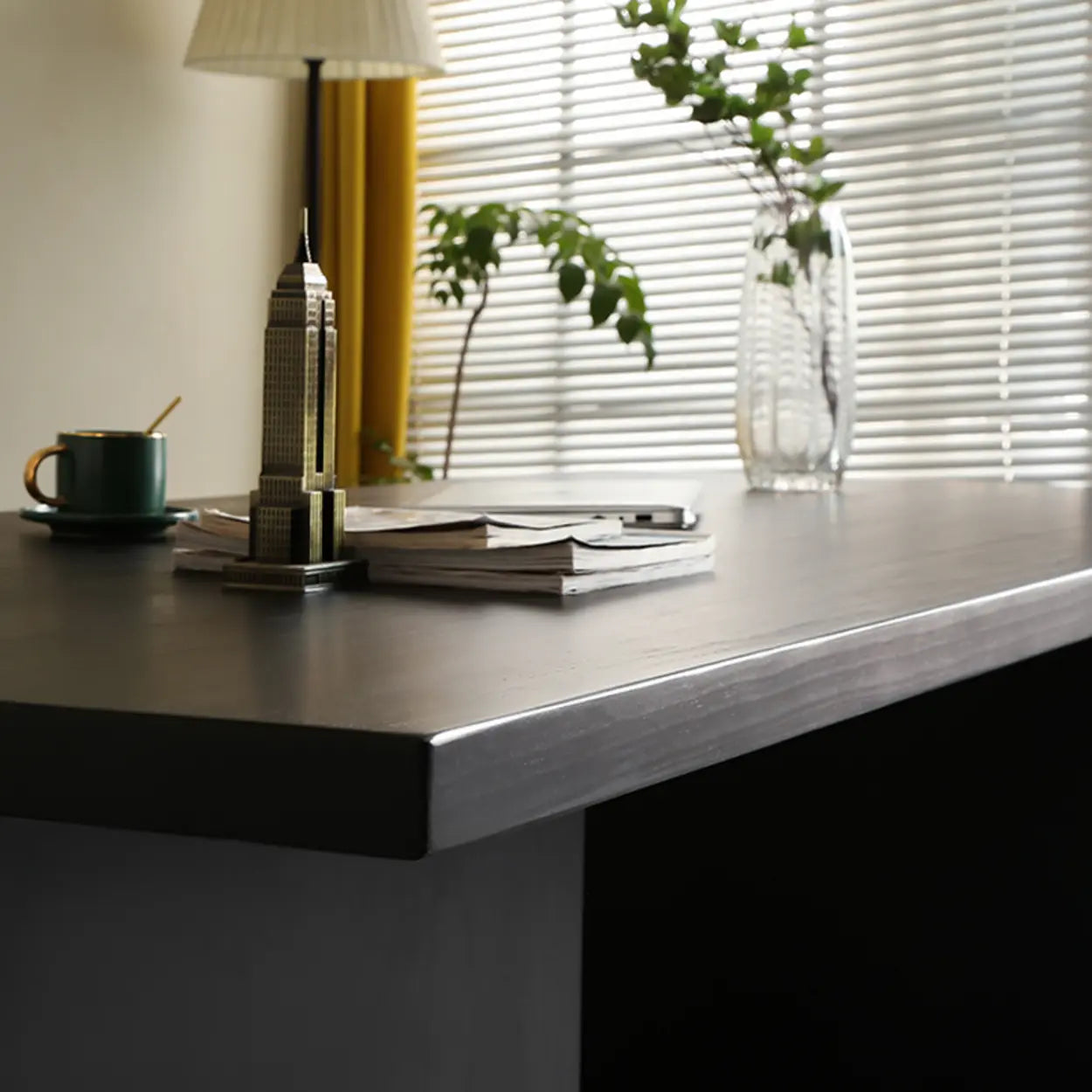 Contemporary Black Wood Writing Desk — Table Only