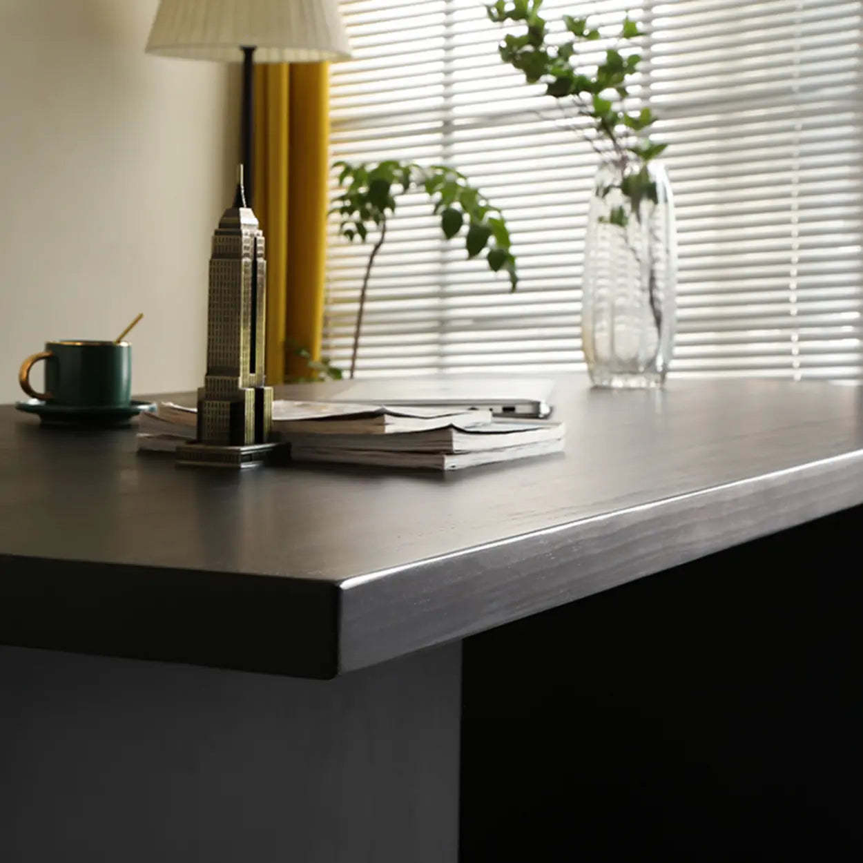 Contemporary Black Wood Writing Desk — Table Only