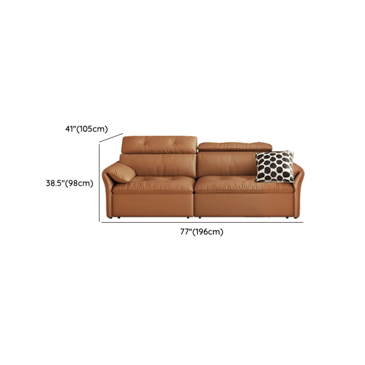 Contemporary Brown Genuine Leather Sleeper Sofa
