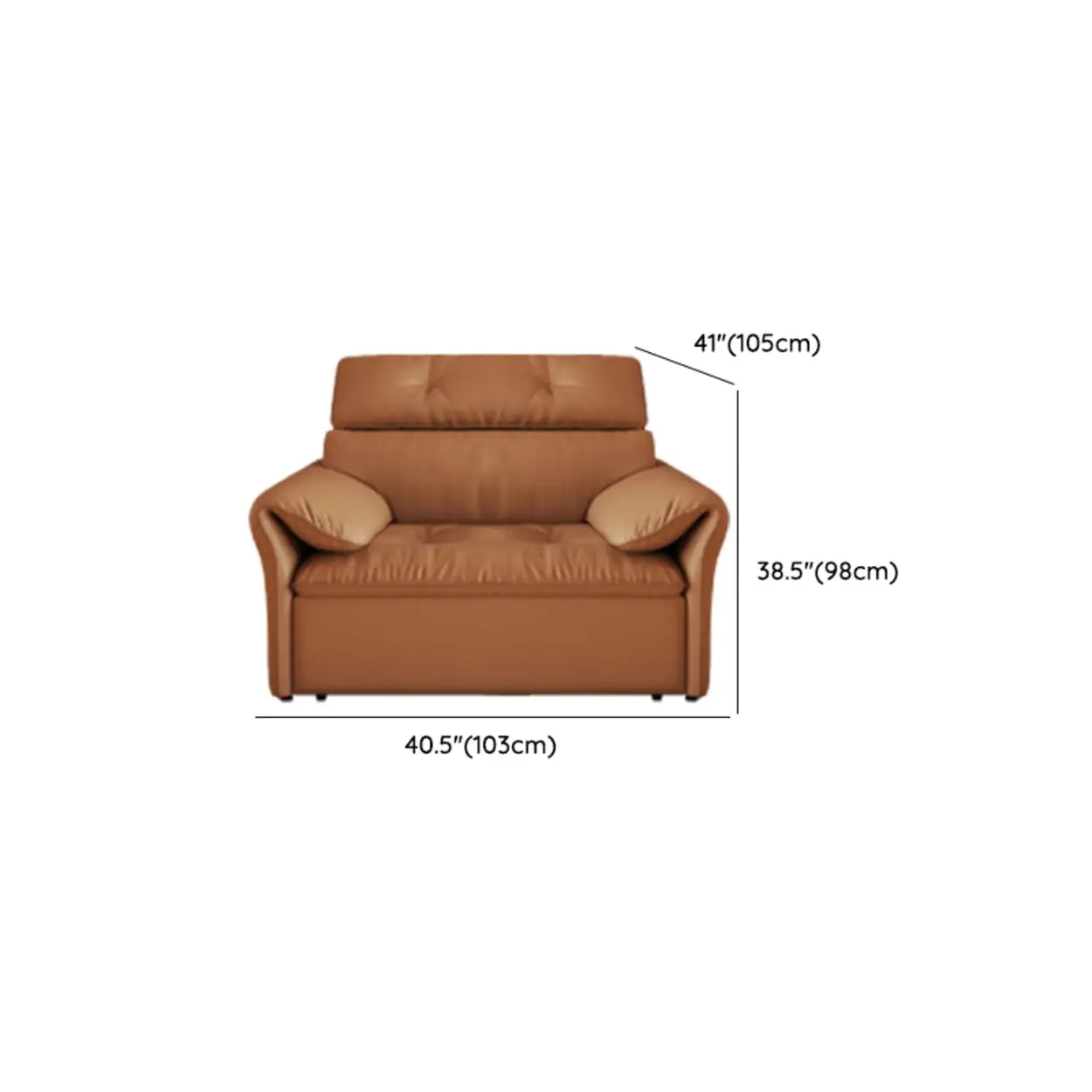 Contemporary Brown Genuine Leather Sleeper Sofa