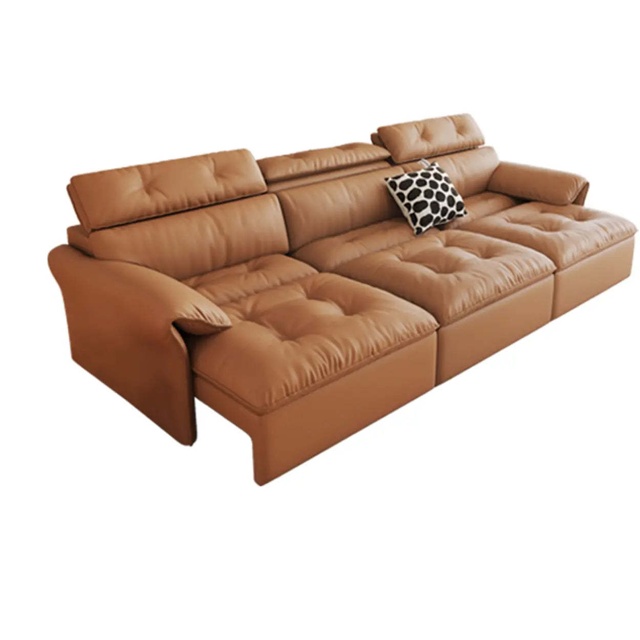 Contemporary Brown Genuine Leather Sleeper Sofa