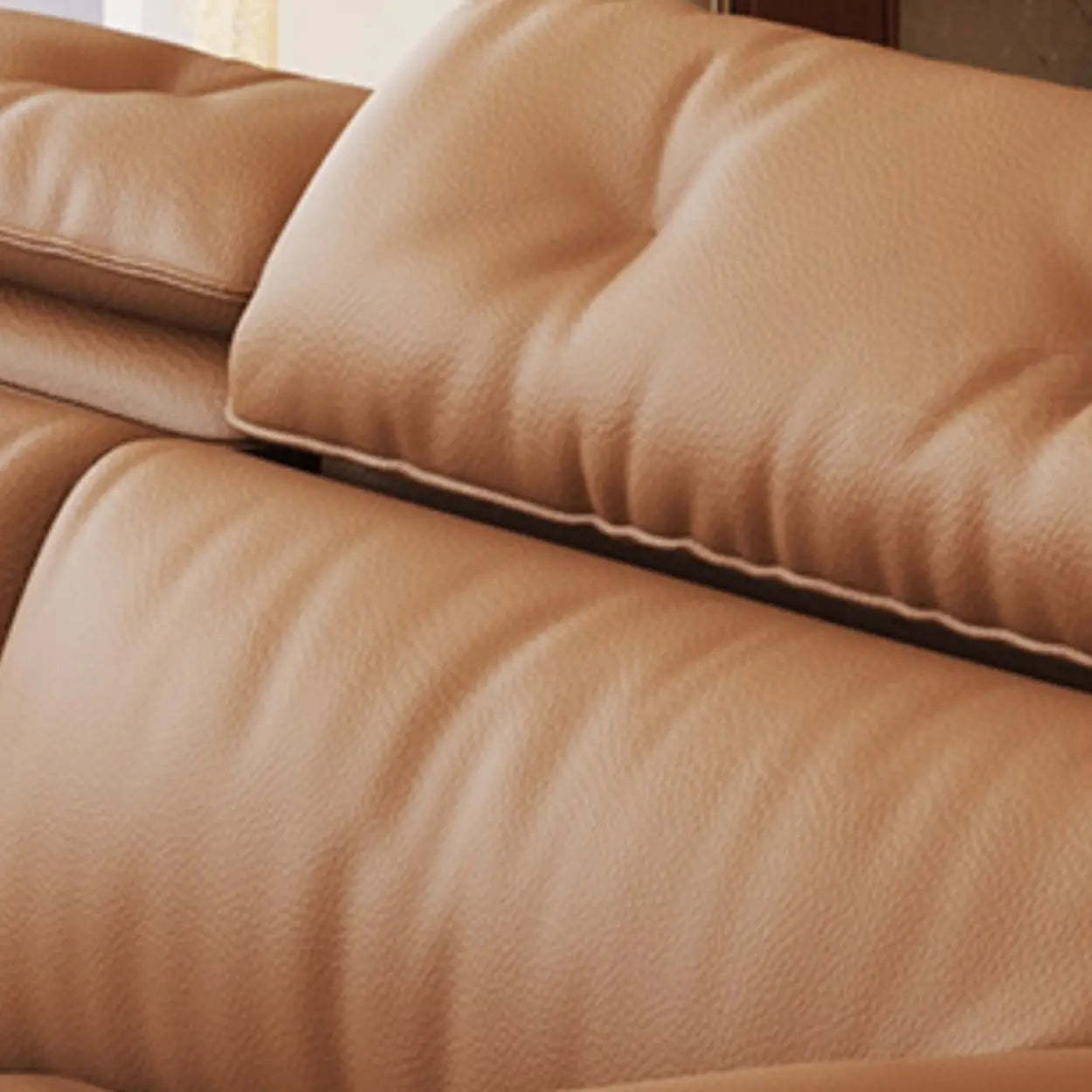 Contemporary Brown Genuine Leather Sleeper Sofa