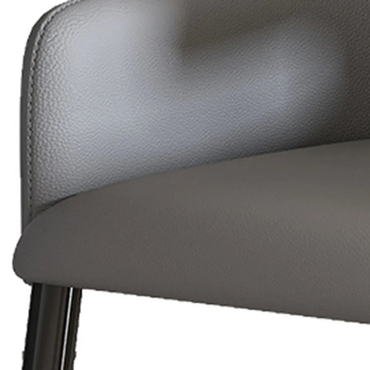 Contemporary Brown Leather Armrest Dining Chair