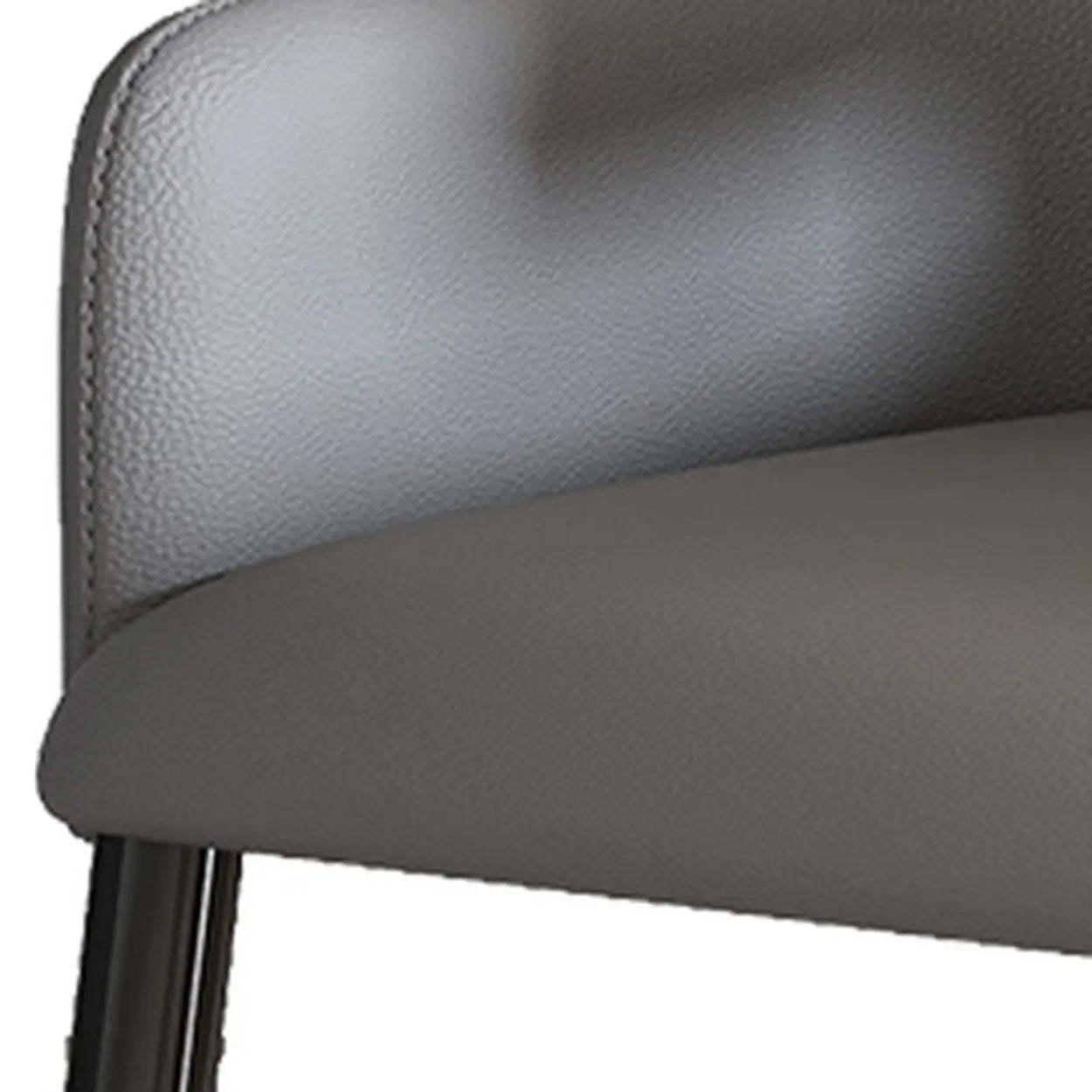 Contemporary Brown Leather Armrest Dining Chair