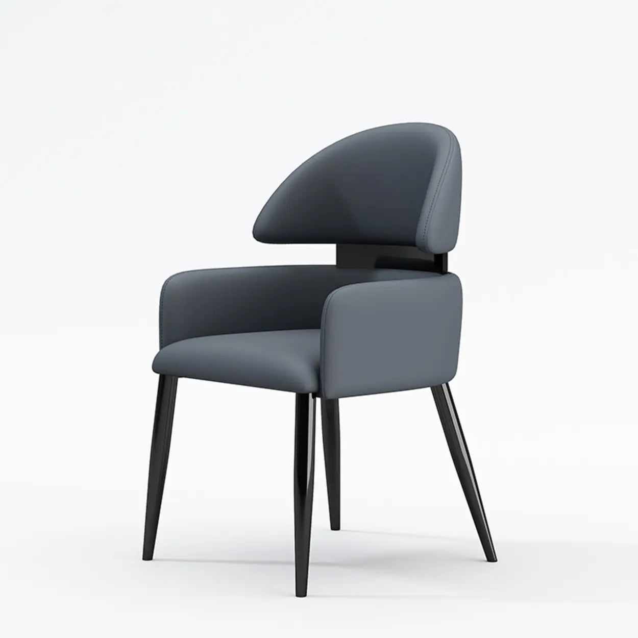Contemporary Brown Leather Armrest Dining Chair