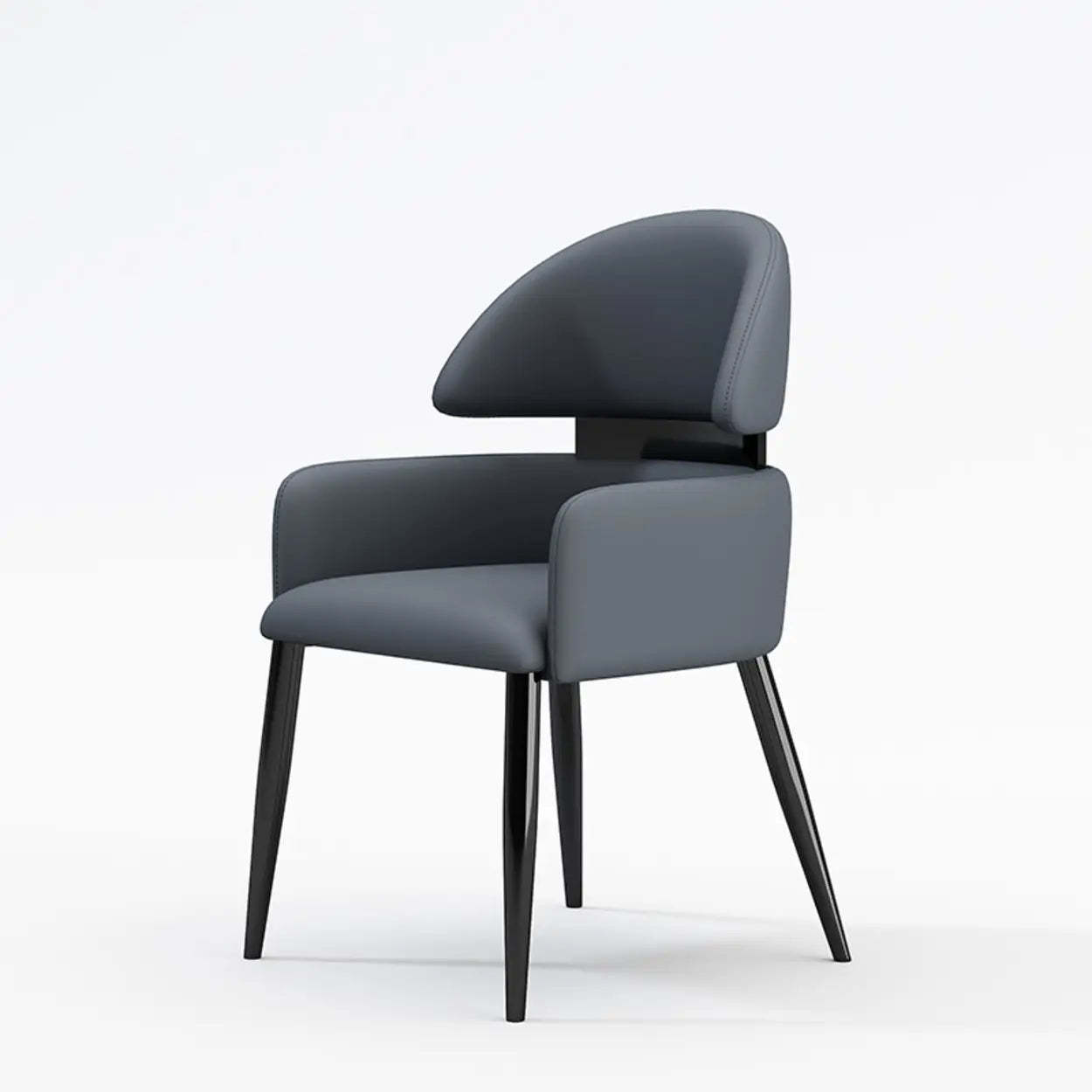 Contemporary Brown Leather Armrest Dining Chair