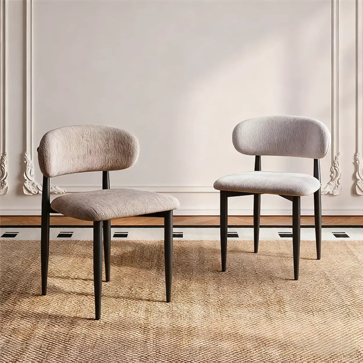 Contemporary Chenille Armless Dining Chair Set of 2
