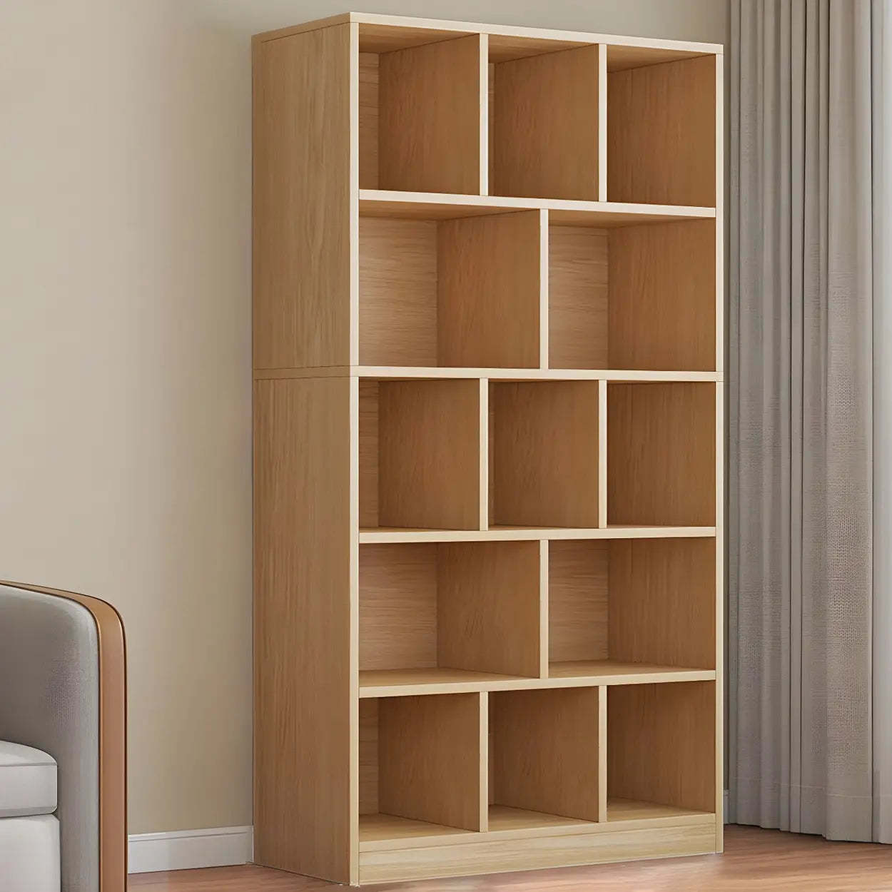Wood Closed-Back Standard Bookcase — Oak