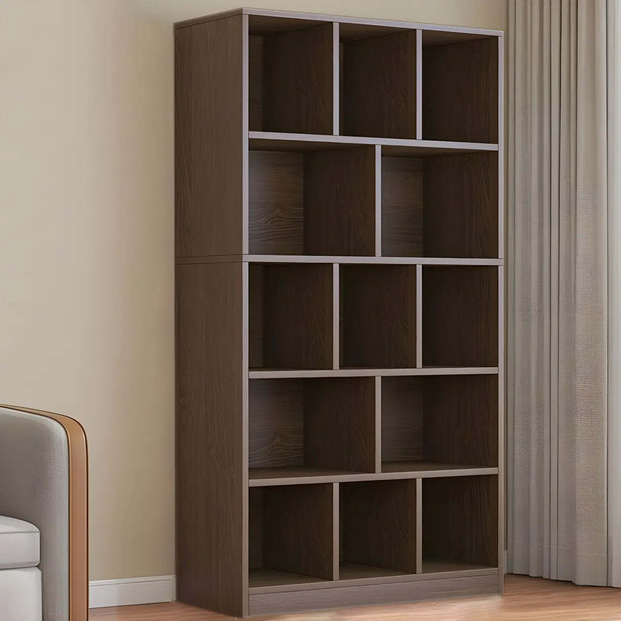 Wood Closed-Back Standard Bookcase — Oak