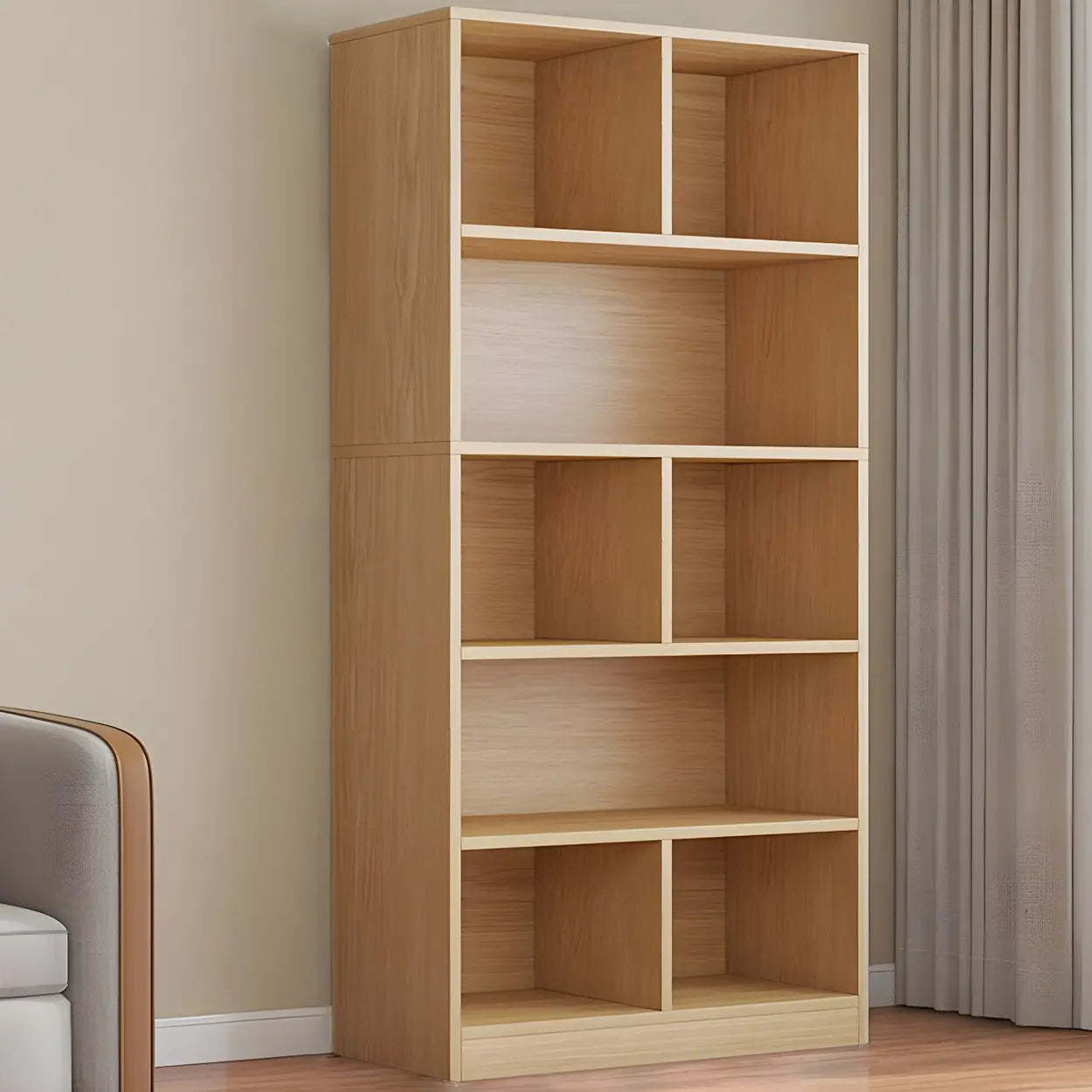 Wood Closed-Back Standard Bookcase — Natural Finish