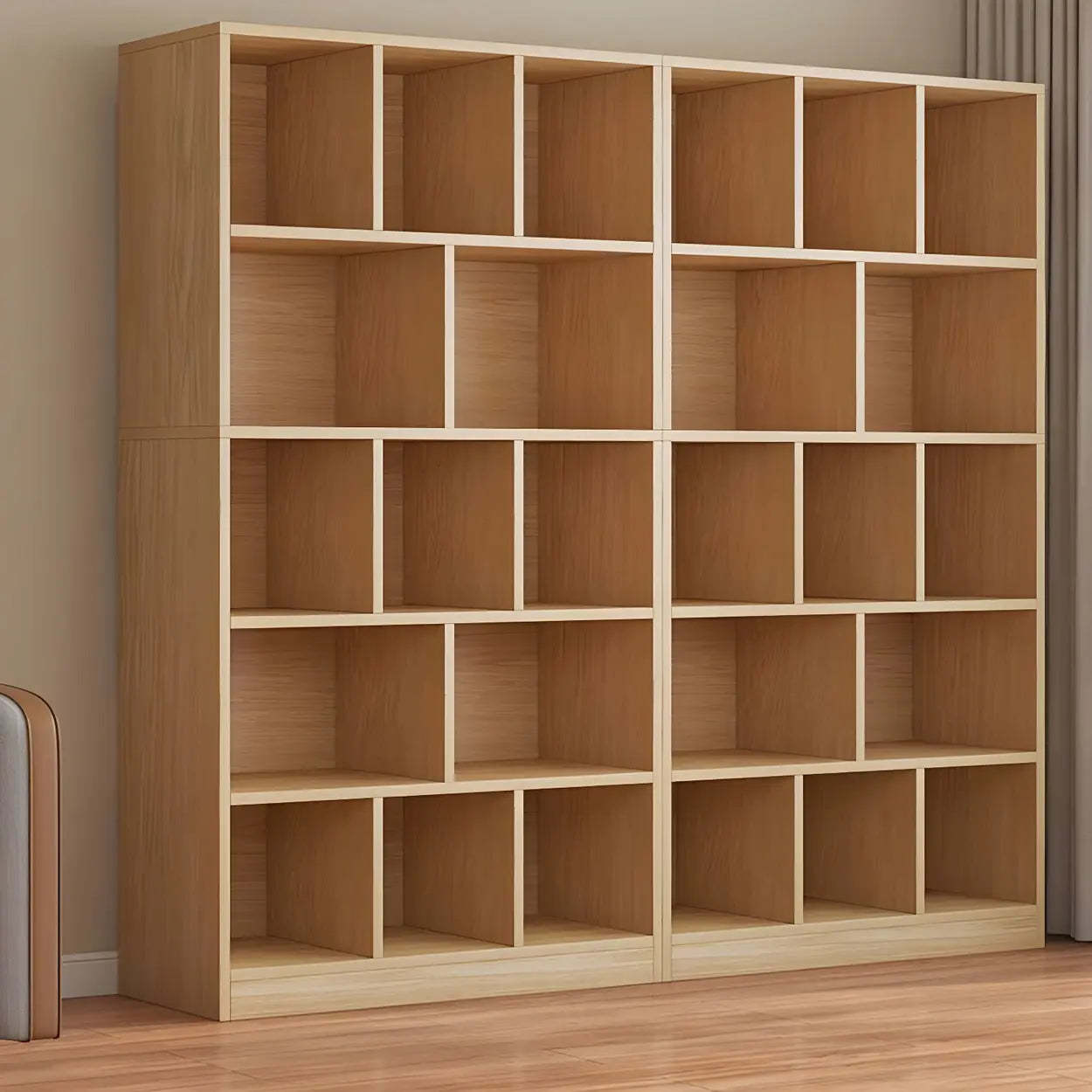 Wood Closed-Back Standard Bookcase — Natural Finish