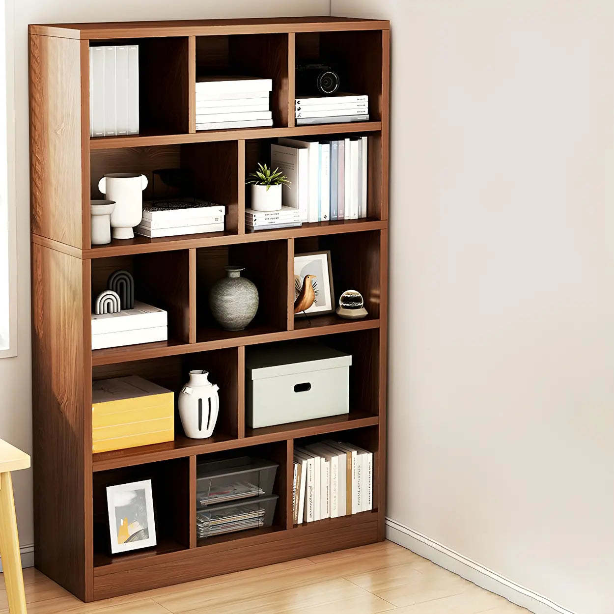 Wood Closed-Back Standard Bookcase — Oak