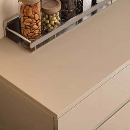Contemporary Dove Gray Wood Large Open Sideboard