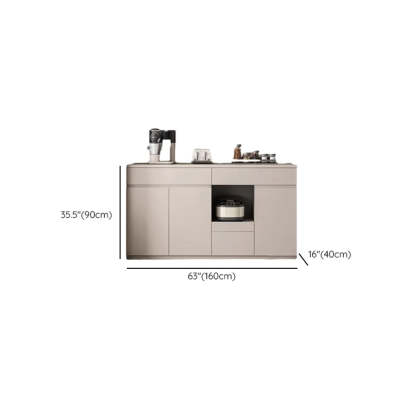 Contemporary Dove Gray Wood Large Open Sideboard
