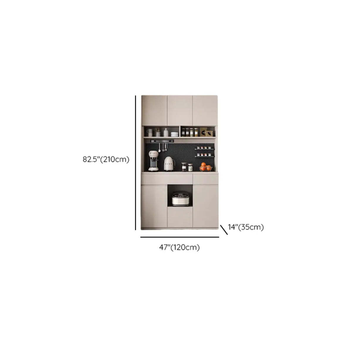 Contemporary Dove Gray Wood Large Open Sideboard