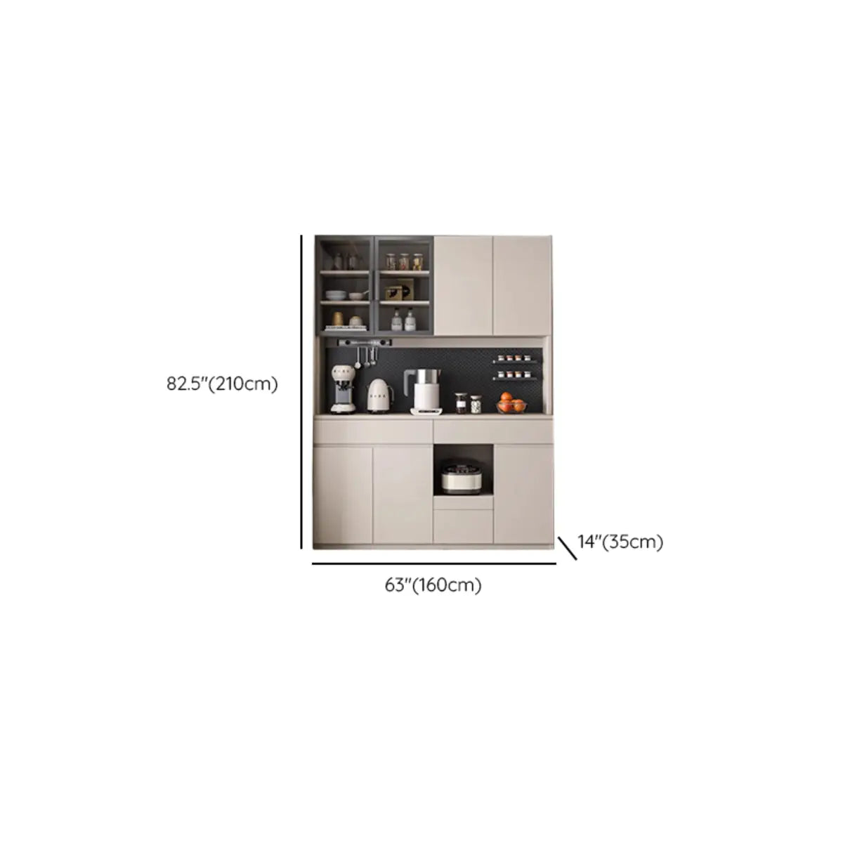 Contemporary Dove Gray Wood Large Open Sideboard