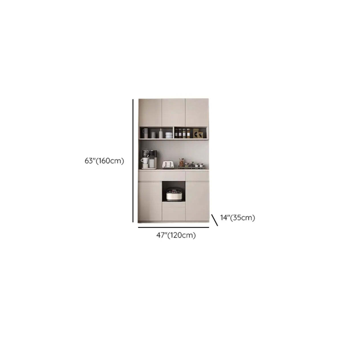 Contemporary Dove Gray Wood Large Open Sideboard