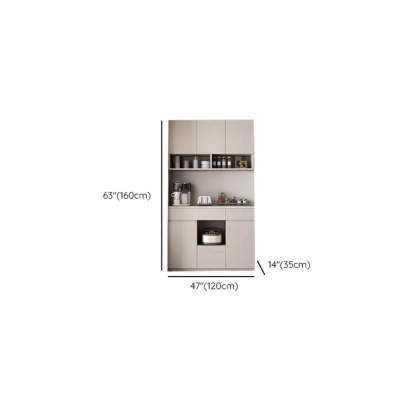 Contemporary Dove Gray Wood Large Open Sideboard