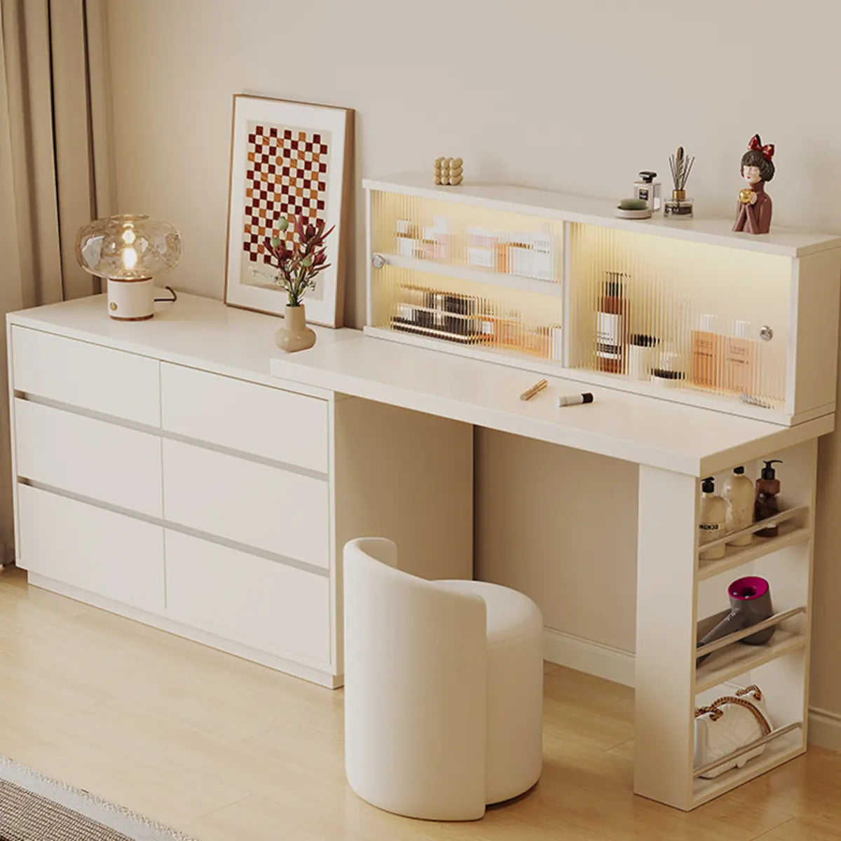 Contemporary White Wood Sliding Vanity