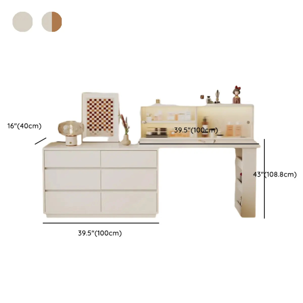 Contemporary White Wood Sliding Vanity
