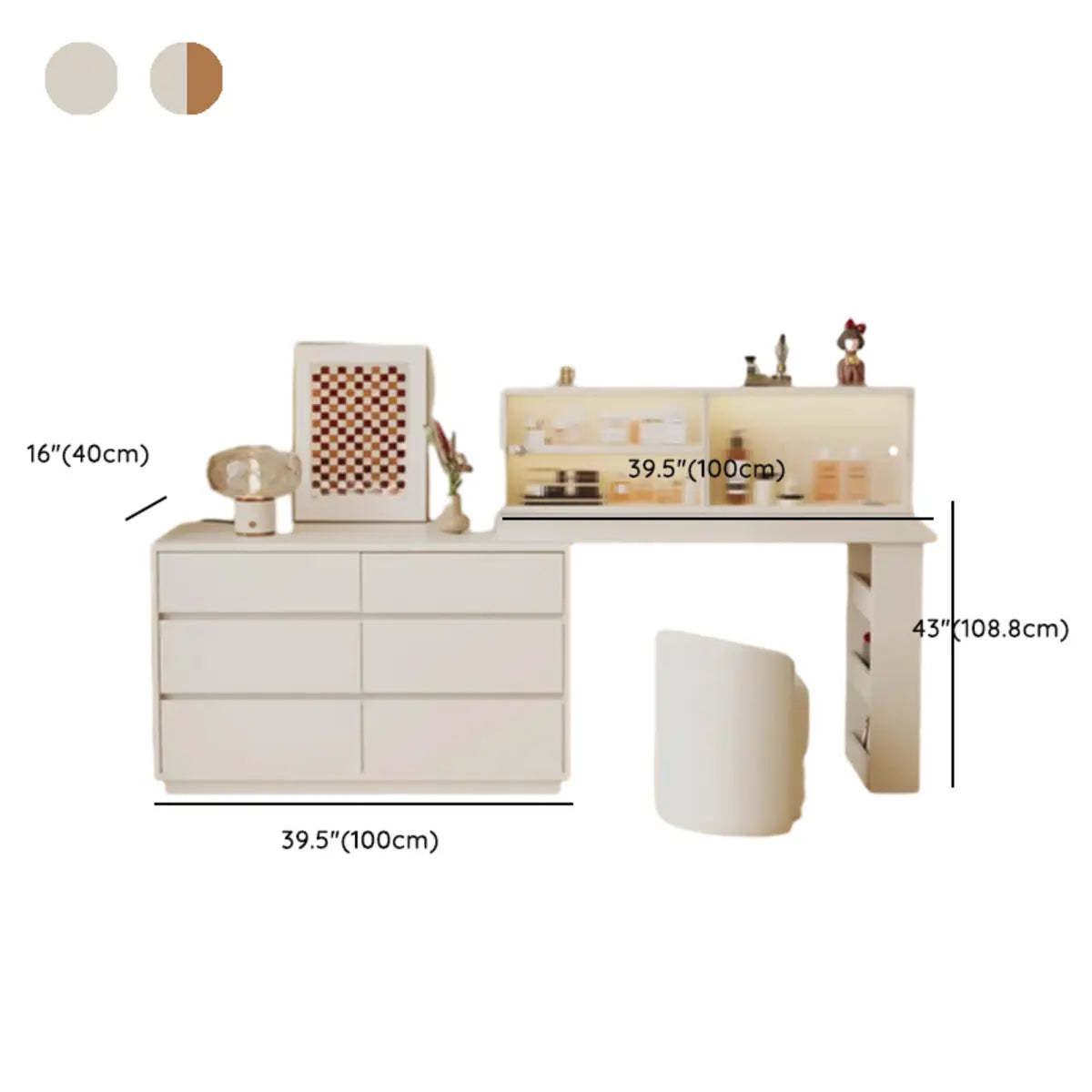 Contemporary White Wood Sliding Vanity